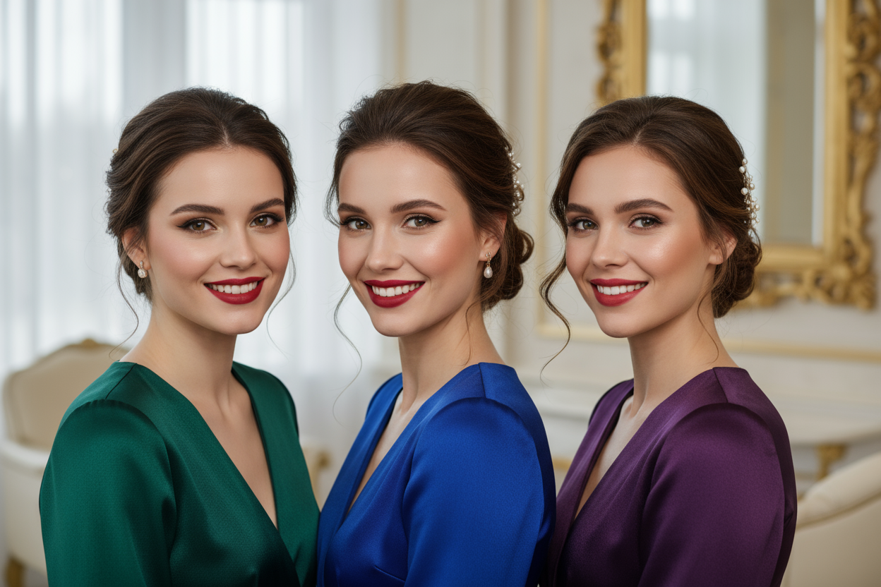 happy classy women with make up applied